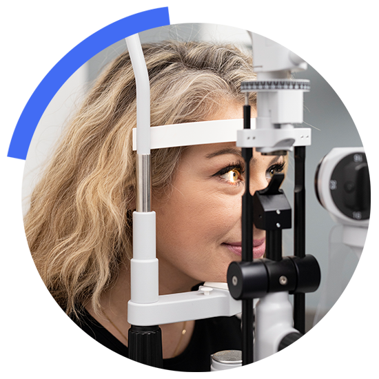 A lady undergoing eye examination