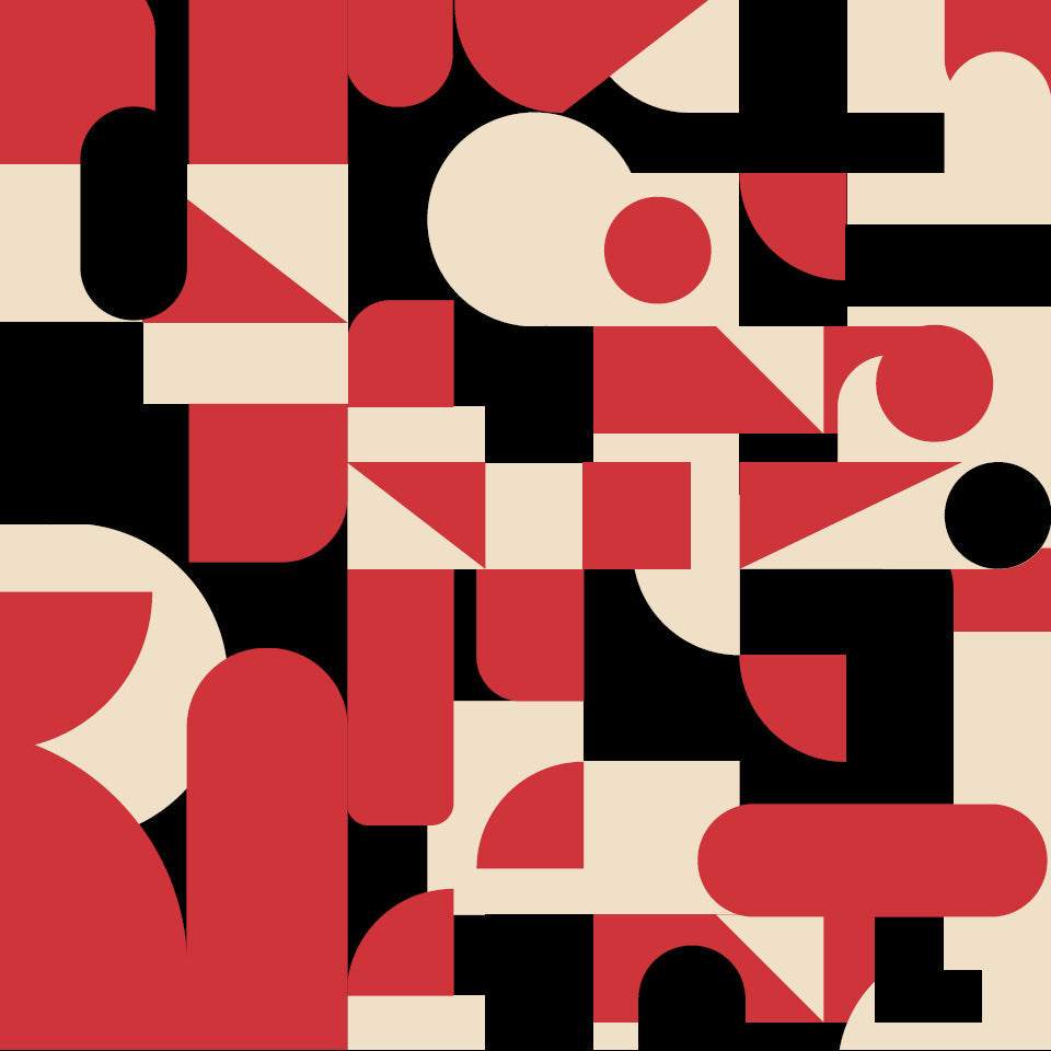A background of red and black and off-white design to blend with Sacori frame