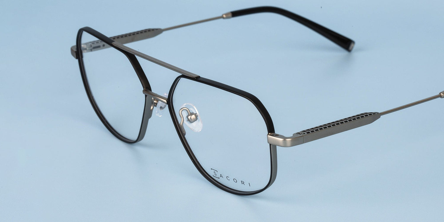 A clean image of eyeglass showing specialty lenses
