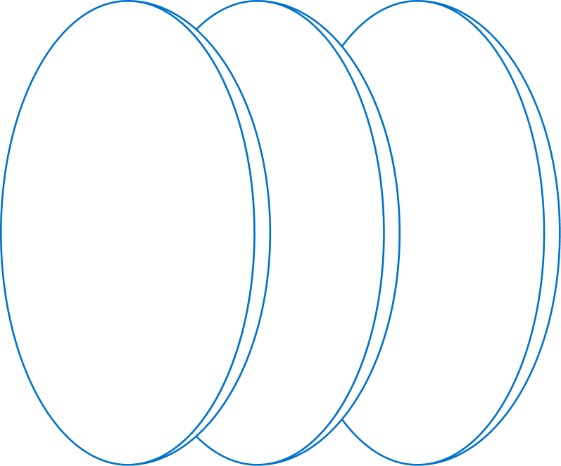 Lenses vertically stacked against each other
