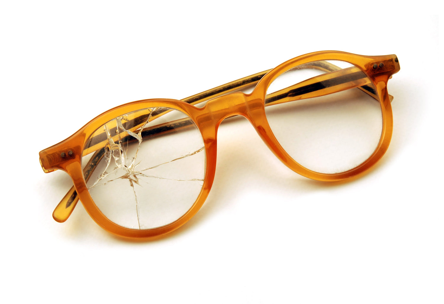 A broken eye glass - An image promoting eyewear protection program